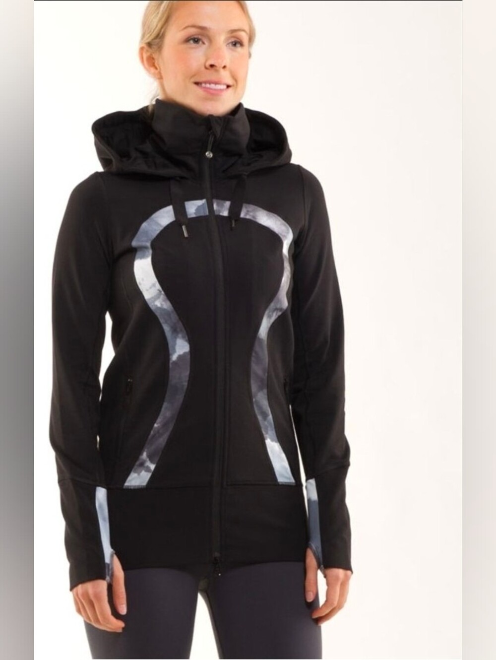 Lululemon Stride Jacket *Brushed Black / White Coal Tinted Canvas Super Size 6